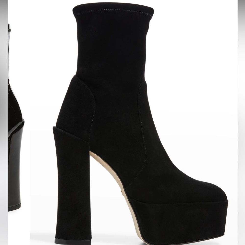 🌹STUART WEITZMAN🌹 Skyhigh Black Platform Booties In Black Size: 9 - Picture 3 of 14